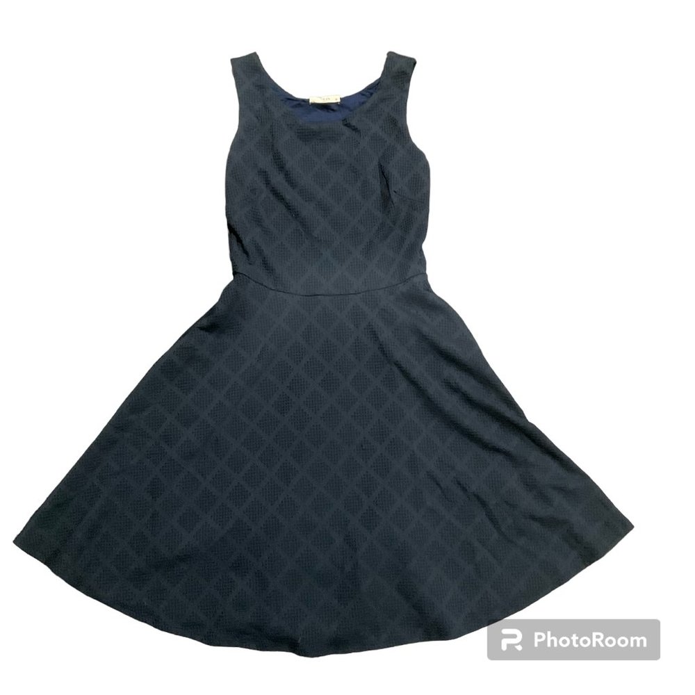 Le Lis Navy A-Line Textured Dress- Medium